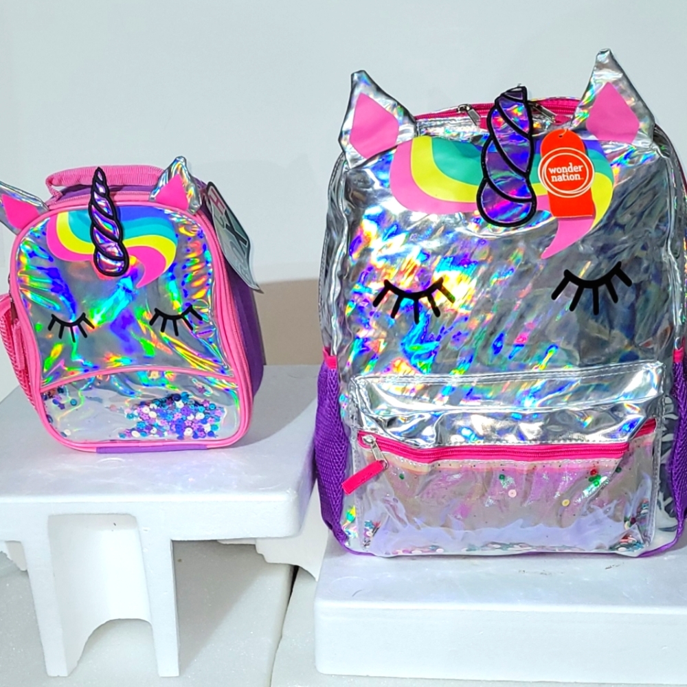 NEW WONDER NATION UNICORN SPARKLE BACKPACK And LUNCHBOX SET